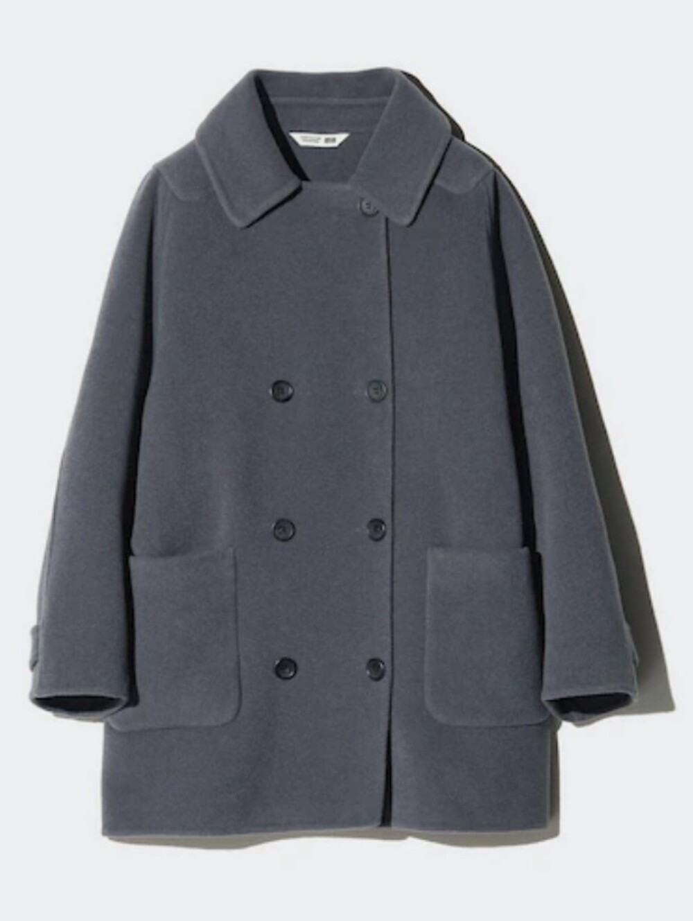 UNIQLO Wool Blend Double-Breasted Half Coat in Charcoal Sz L